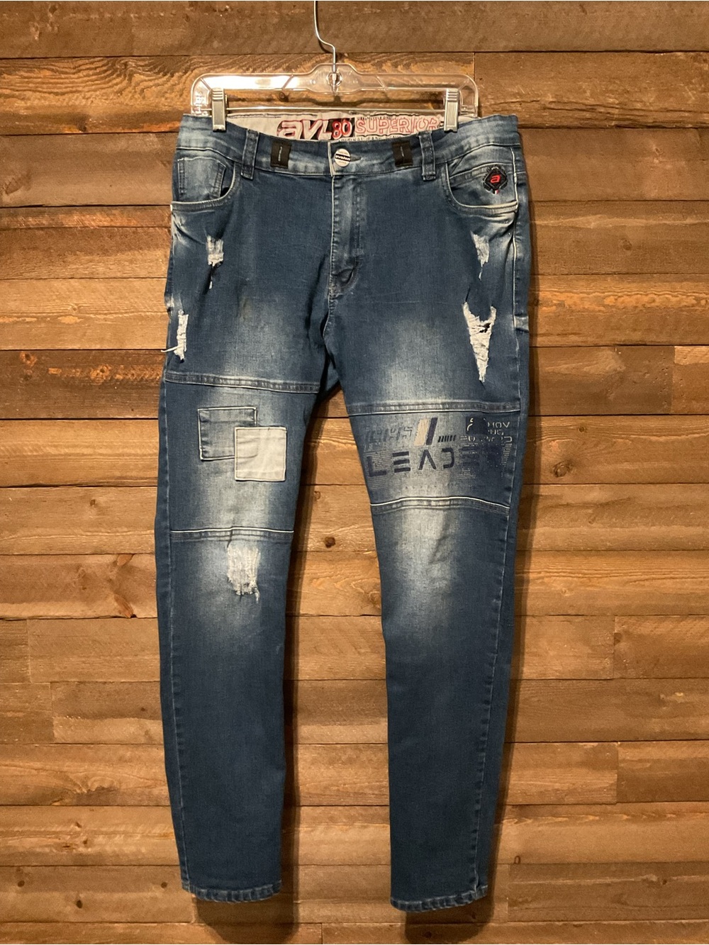 Men’s Avalon Jeans Patchwork Distressed Skinny Jeans Size 36